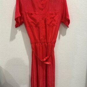 Liz Robert’s Vintage Tiny Polka Dot Red Button-Up Dress